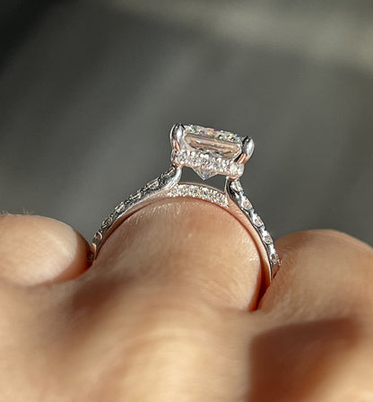 2.50 CT Princess Pave Lab Grown Diamond Engagement Ring