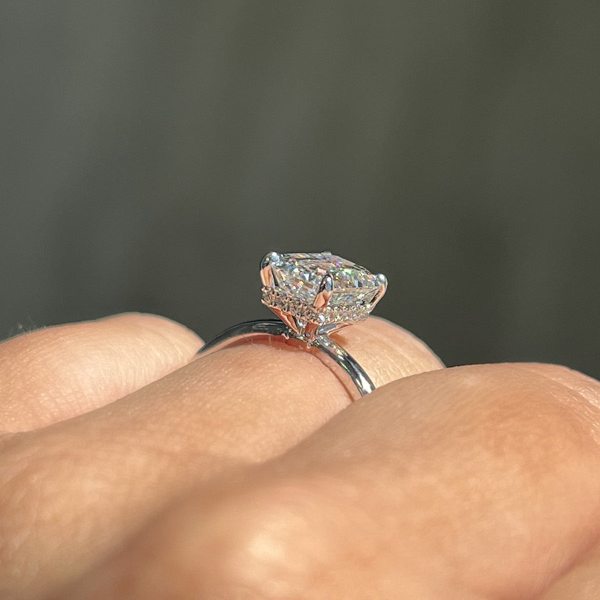 1.70 CT Emerald Hidden Halo Lab Grown Diamond Engagement Ring