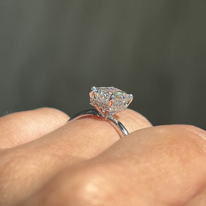 1.70 CT Emerald Hidden Halo Lab Grown Diamond Engagement Ring