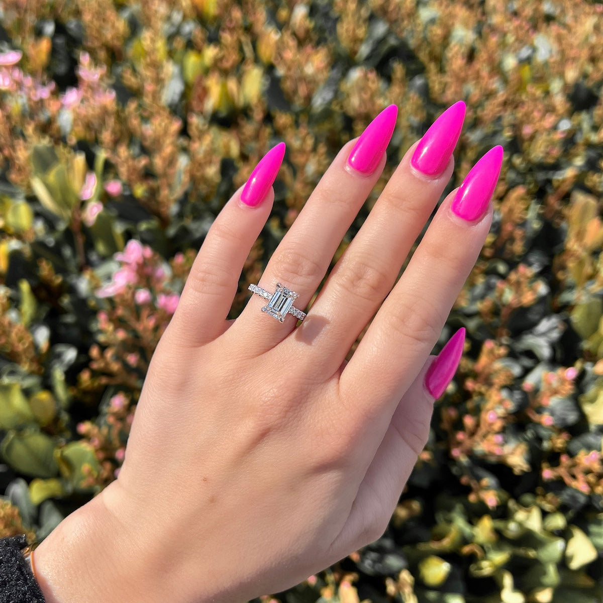1.73 CT Emerald Pave Lab Grown Diamond Engagement Ring
