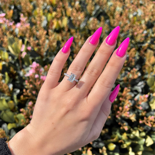 1.73 CT Emerald Pave Lab Grown Diamond Engagement Ring