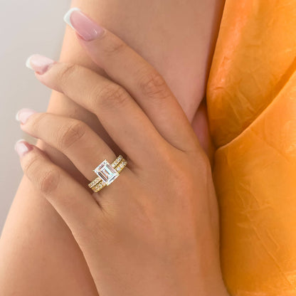 3 CT Emerald Pave Lab Grown Diamond Engagement Ring