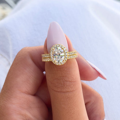 1.5 CT Oval Halo & Pave Lab Grown Diamond Engagement Ring