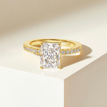 3 CT Radiant Pave Lab Grown Diamond Engagement Ring