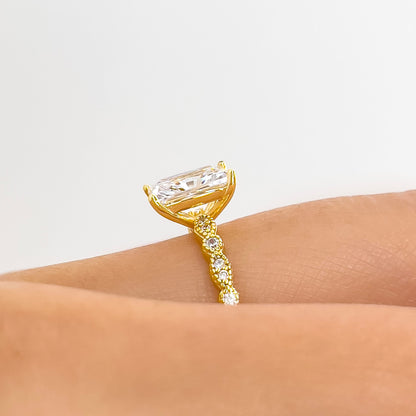 1.5 CT Radiant Pave Lab Grown Diamond Engagement Ring