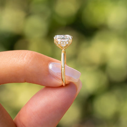 3.5 CT Cushion Hidden Halo Lab Grown Diamond Engagement Ring