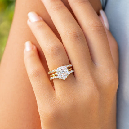 3.5 CT Cushion Hidden Halo Lab Grown Diamond Engagement Ring