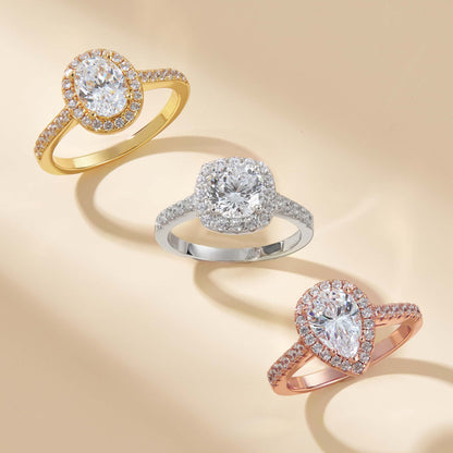 1.5 CT Oval Halo & Pave Lab Grown Diamond Engagement Ring