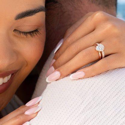 3 CT Pear Hidden Halo Moissanite Engagement Ring
