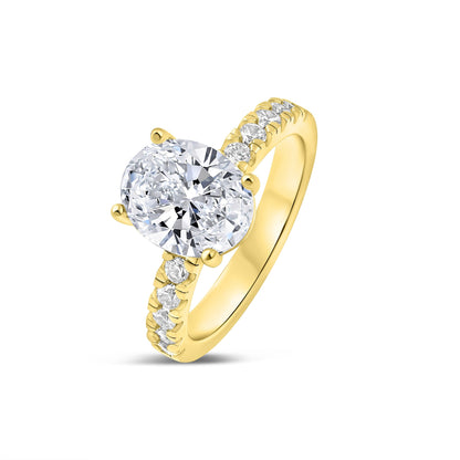 3 CT Oval Pave Moissanite Engagement Ring