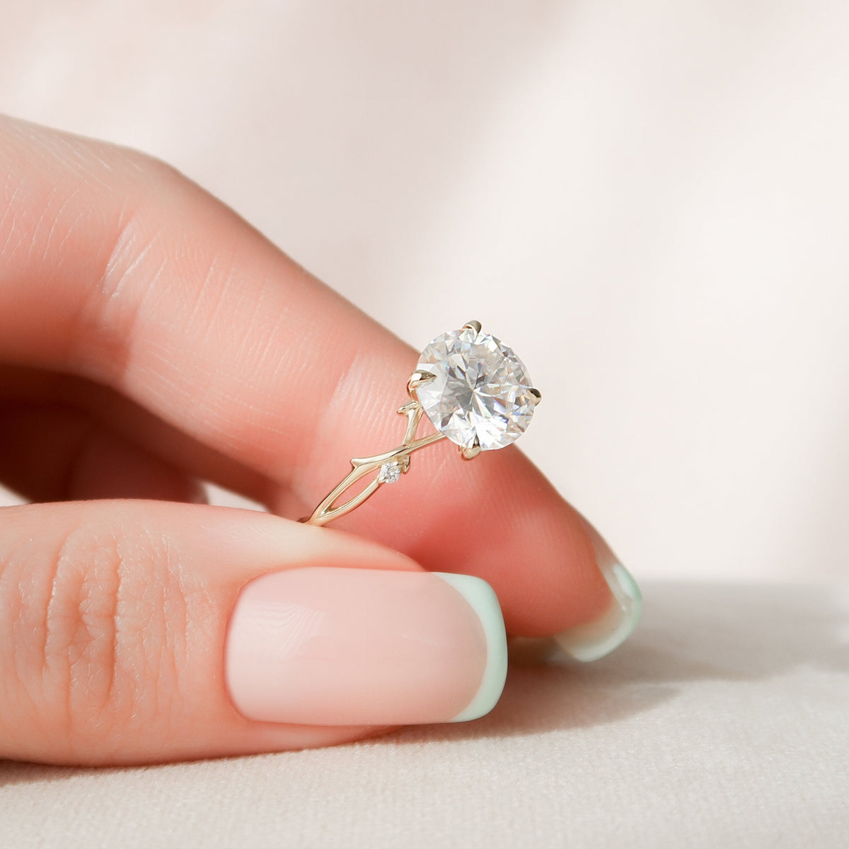 2.5 CT Round Twig Pave Lab Grown Diamond Engagement Ring
