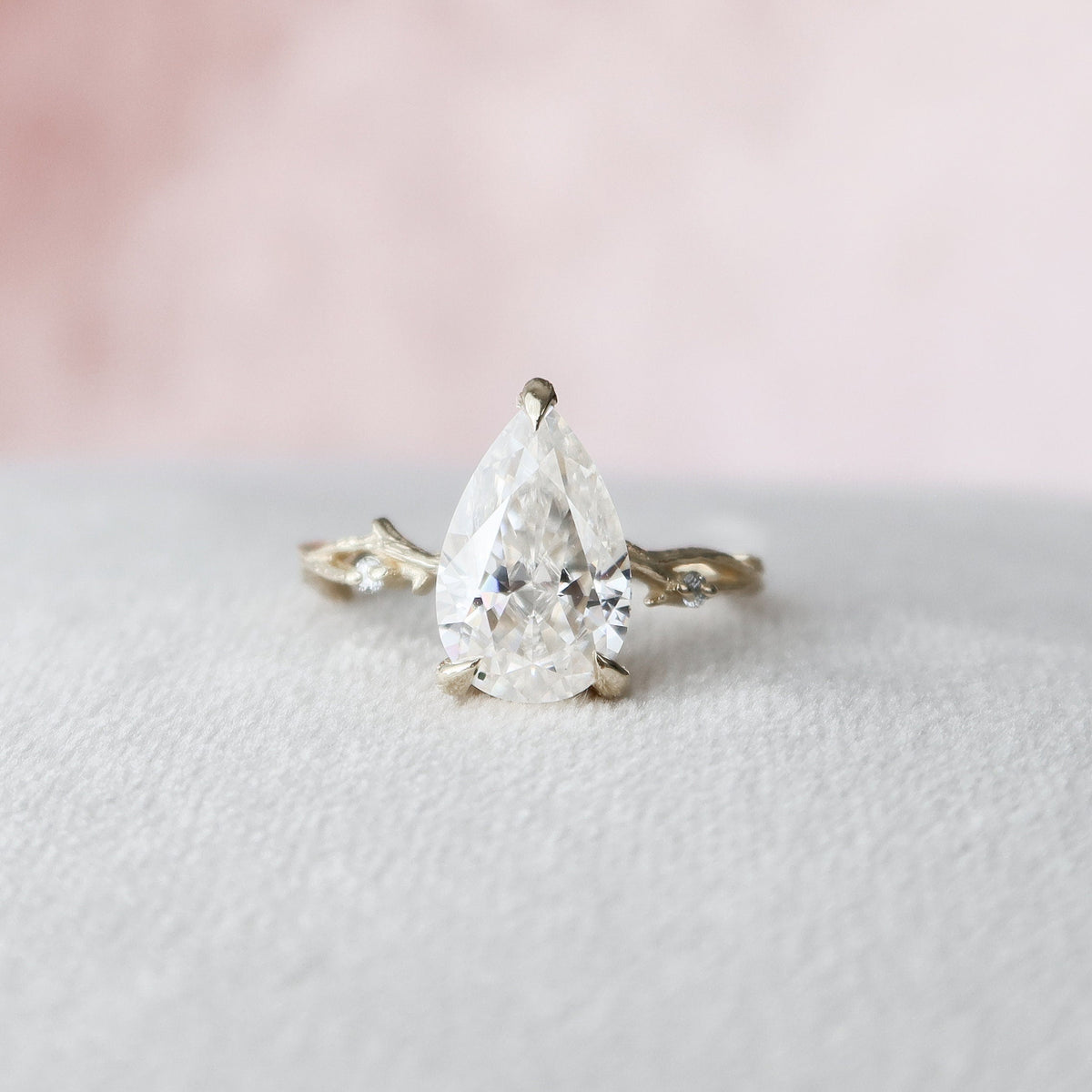 2 CT Pear Twig Pave Lab Grown Diamond Engagement Ring