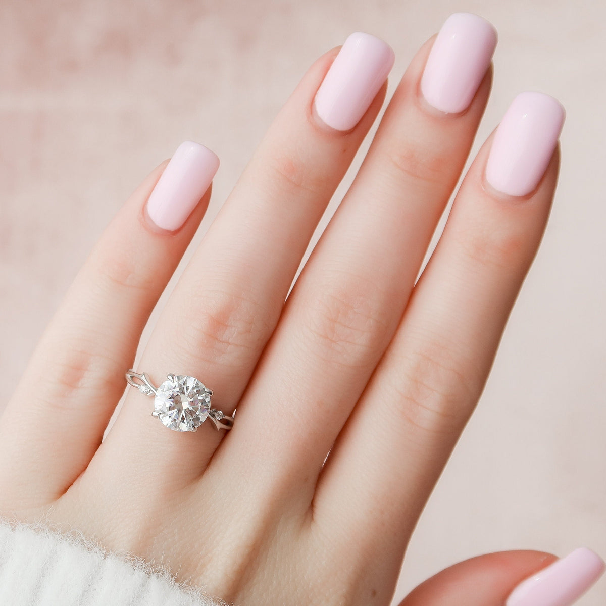 2.5 CT Round Twig Pave Lab Grown Diamond Engagement Ring