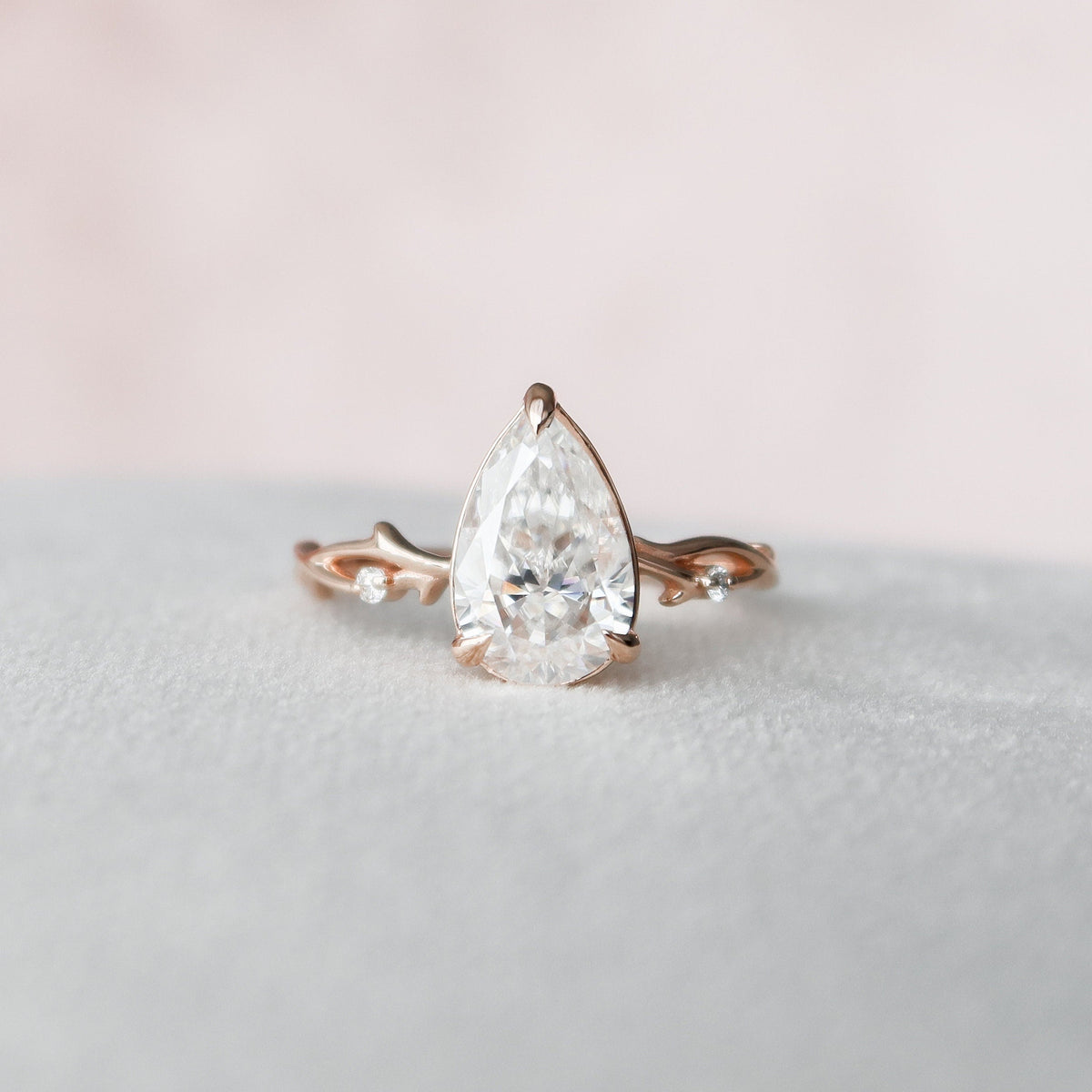 2 CT Pear Twig Pave Lab Grown Diamond Engagement Ring