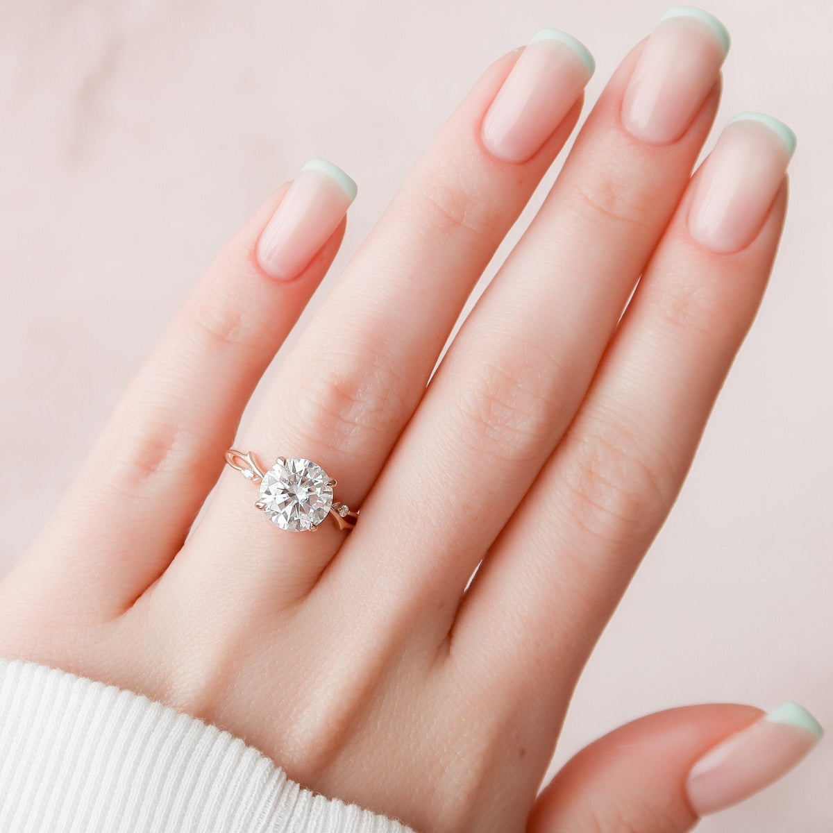 2.5 CT Round Twig Pave Lab Grown Diamond Engagement Ring