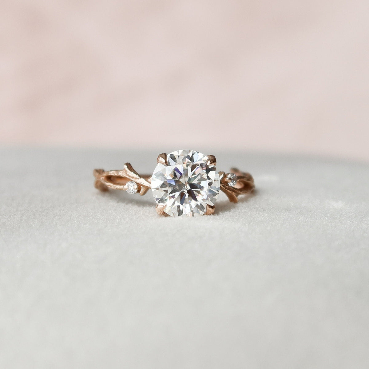1.5 CT Round Twig Pave Lab Grown Diamond Engagement Ring