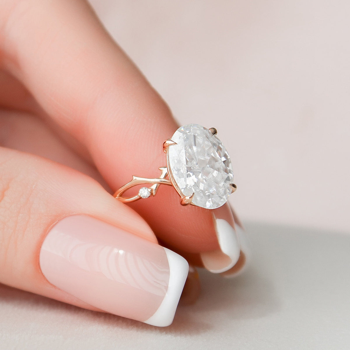 3.5 CT Oval Twig Pave Lab Grown Diamond Engagement Ring