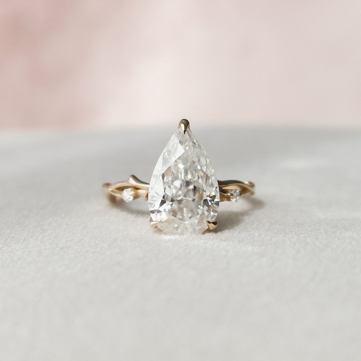 2.5 CT Pear Twig Pave Lab Grown Diamond Engagement Ring