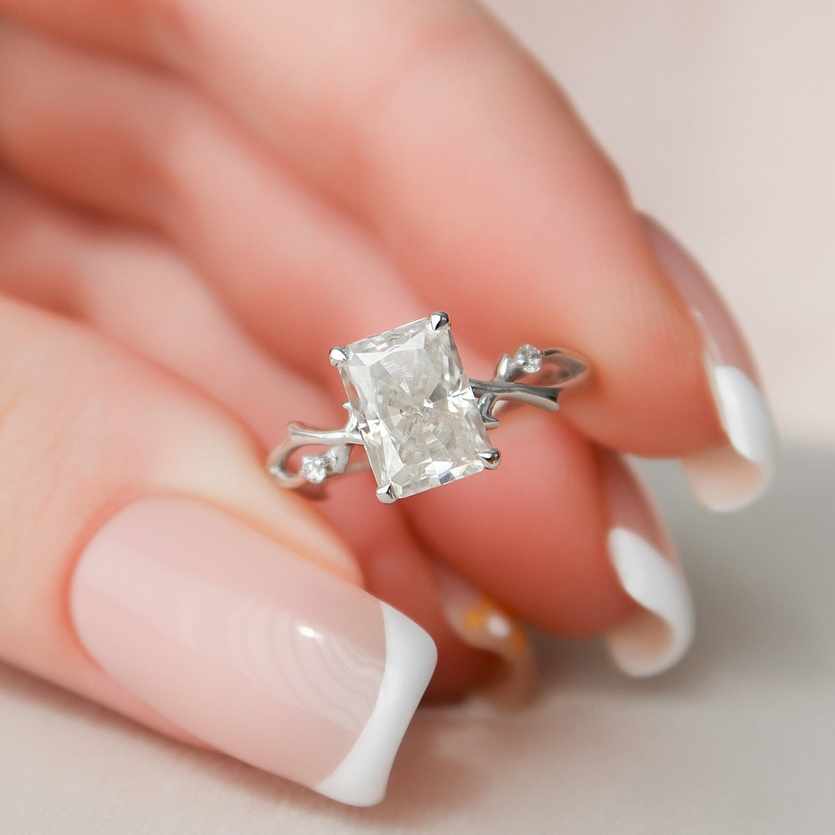 2 CT Radiant Twig Pave Lab Grown Diamond Engagement Ring