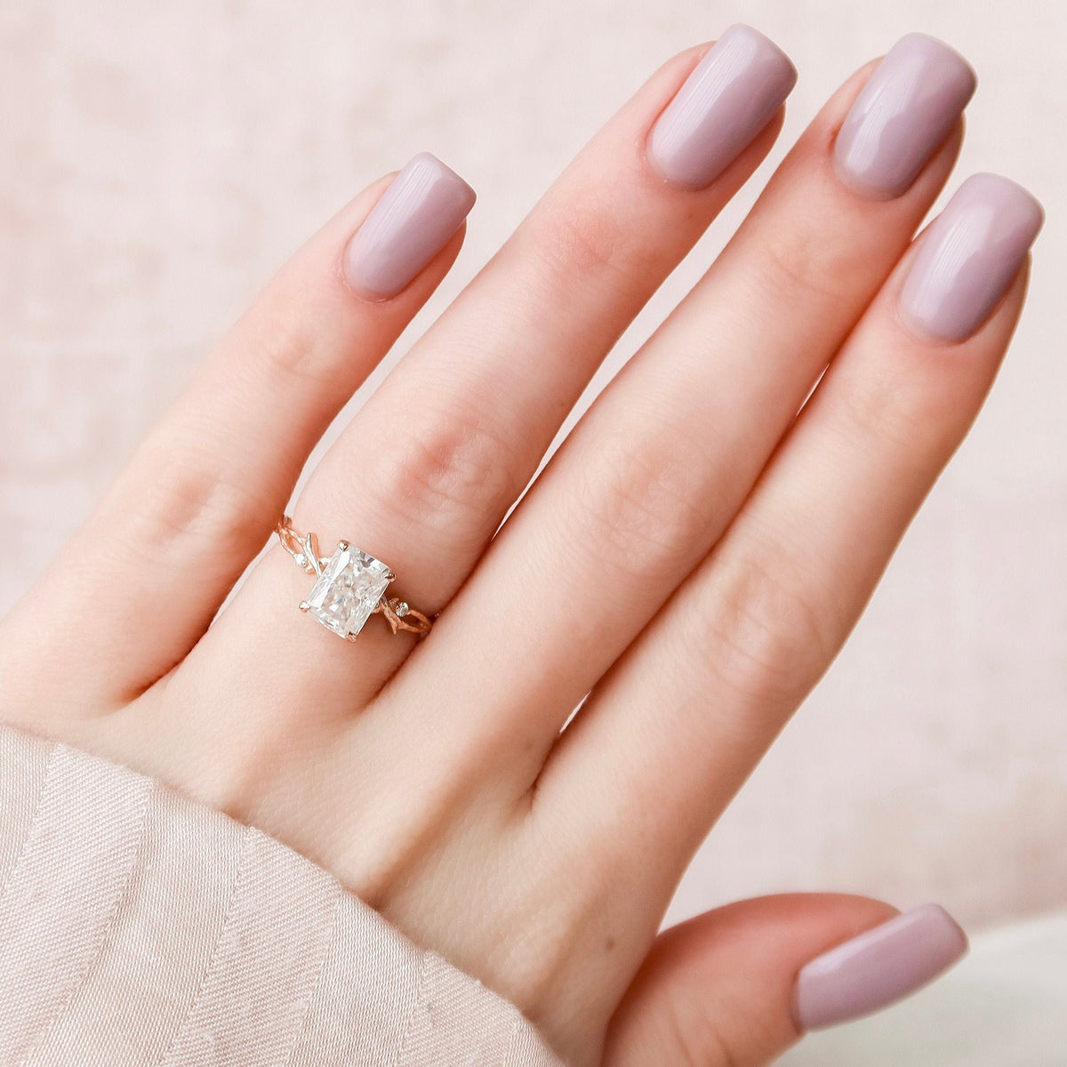 2 CT Radiant Twig Pave Lab Grown Diamond Engagement Ring