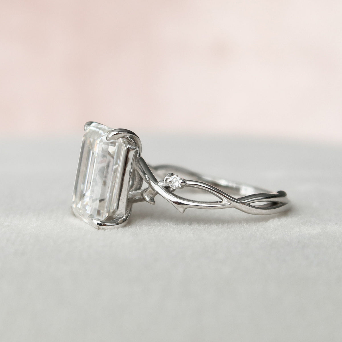 4 CT Emerald Twig Pave Lab Grown Diamond Engagement Ring