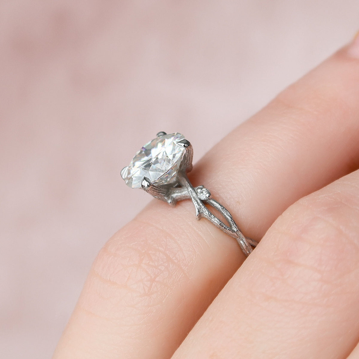 2.5 CT Round Twig Pave Lab Grown Diamond Engagement Ring