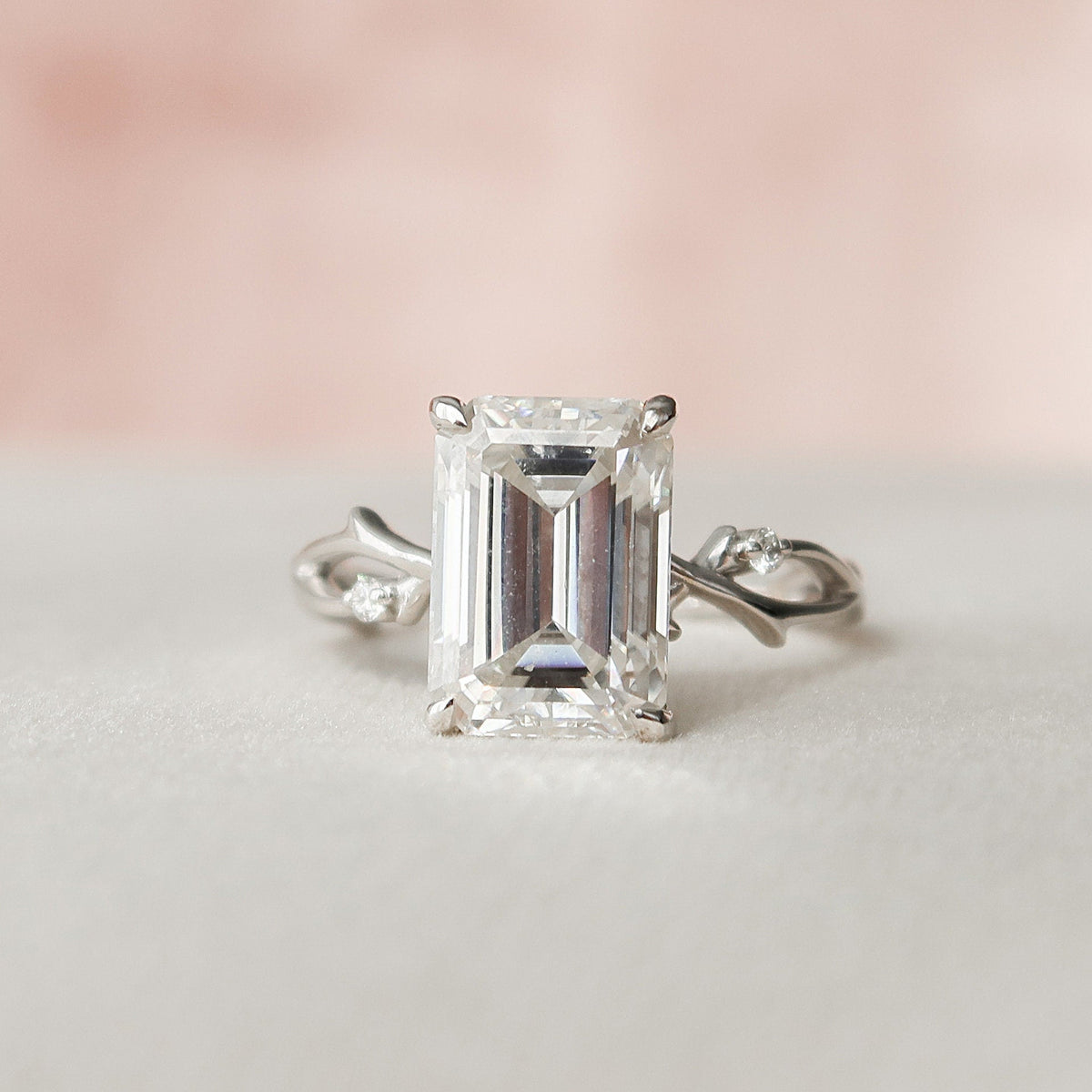 4 CT Emerald Twig Pave Lab Grown Diamond Engagement Ring