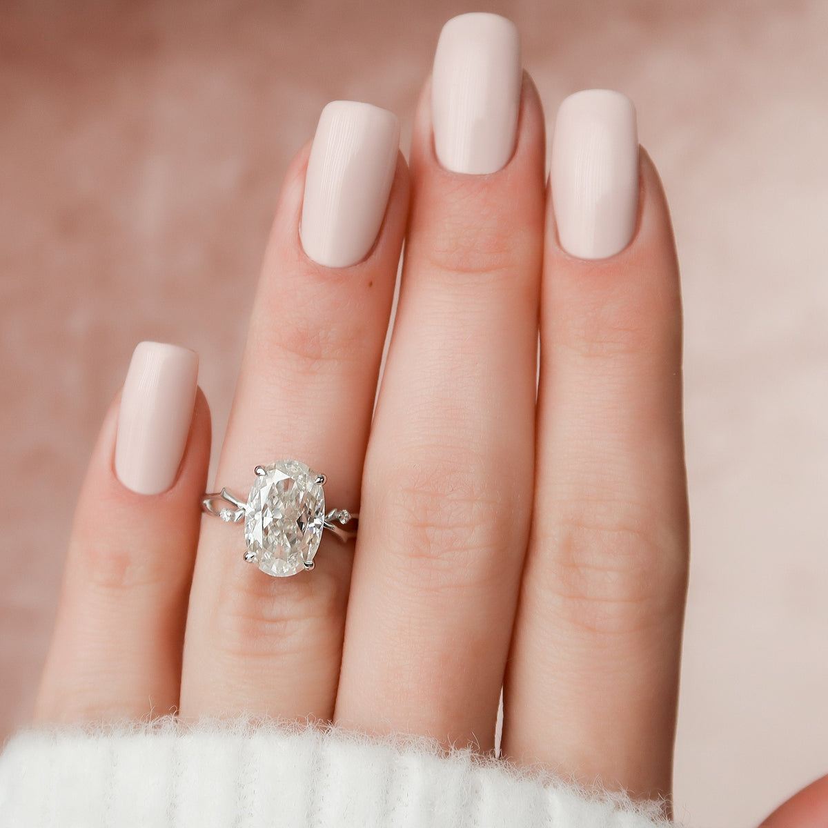 3.5 CT Oval Twig Pave Lab Grown Diamond Engagement Ring