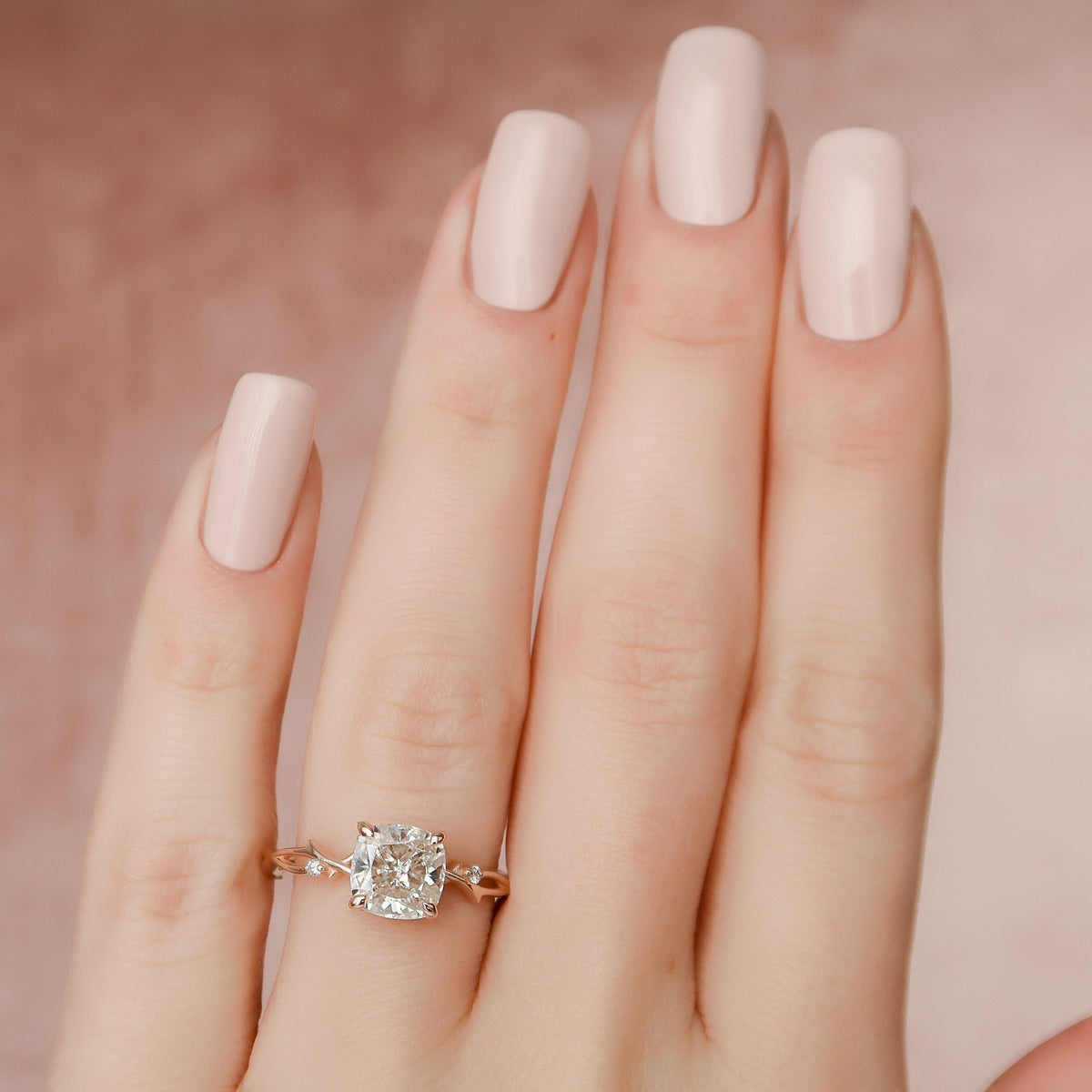 2 CT Cushion Twig Pave Lab Grown Diamond Engagement Ring