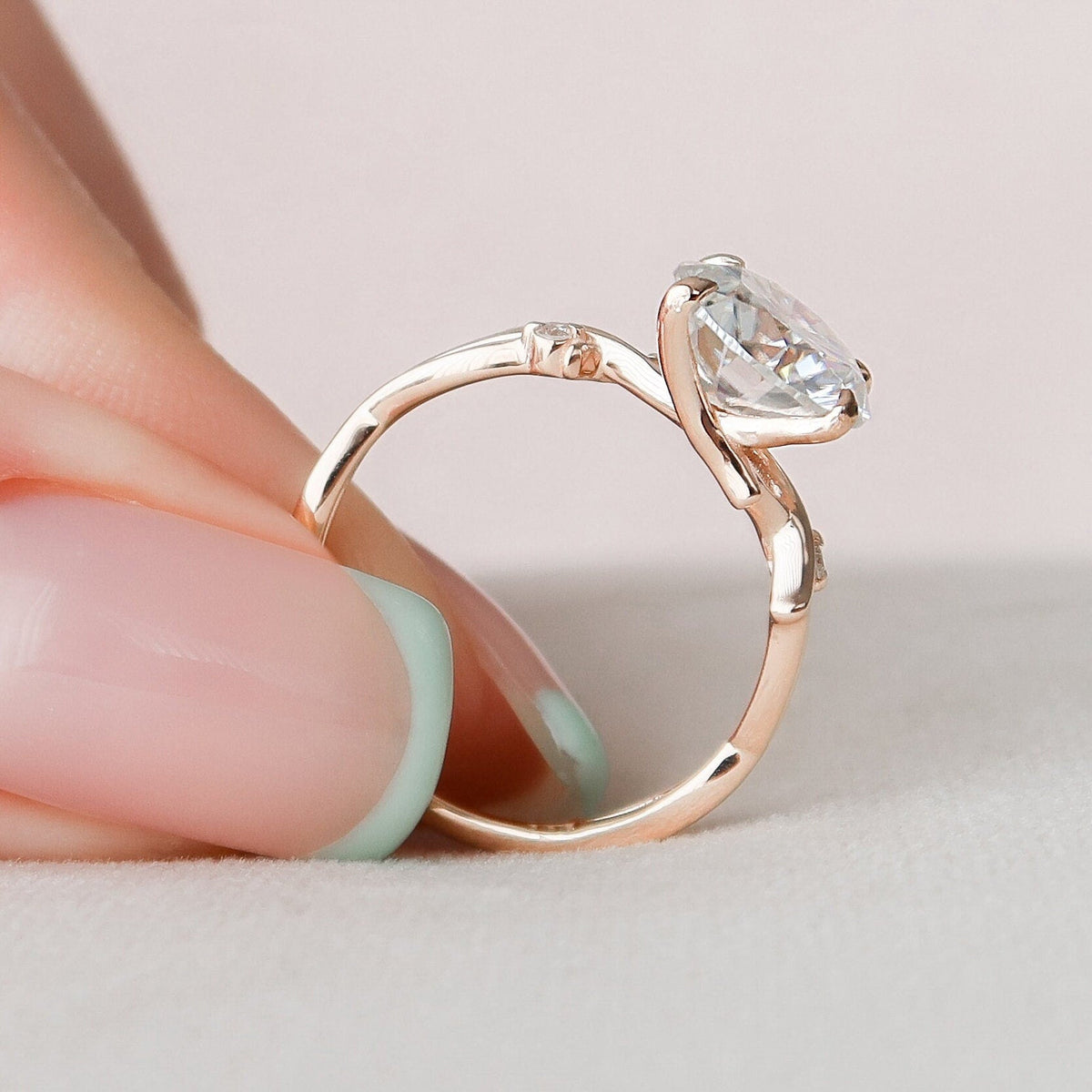 2.5 CT Round Twig Pave Lab Grown Diamond Engagement Ring