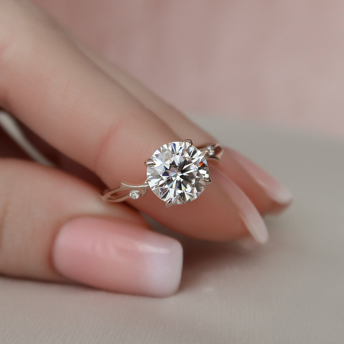 2.5 CT Round Twig Pave Lab Grown Diamond Engagement Ring