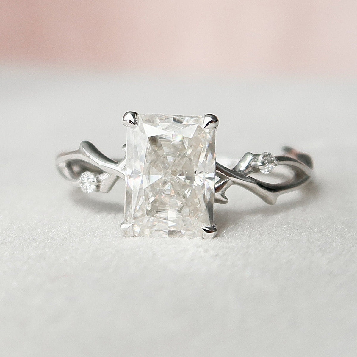 2 CT Radiant Twig Pave Lab Grown Diamond Engagement Ring