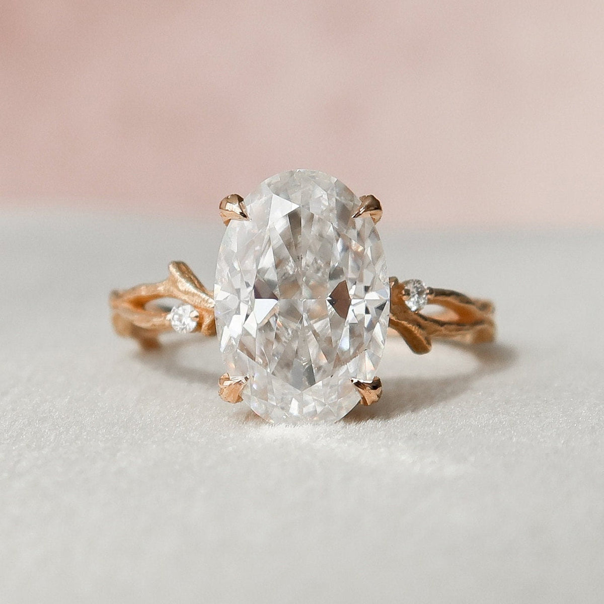3.5 CT Oval Twig Pave Lab Grown Diamond Engagement Ring