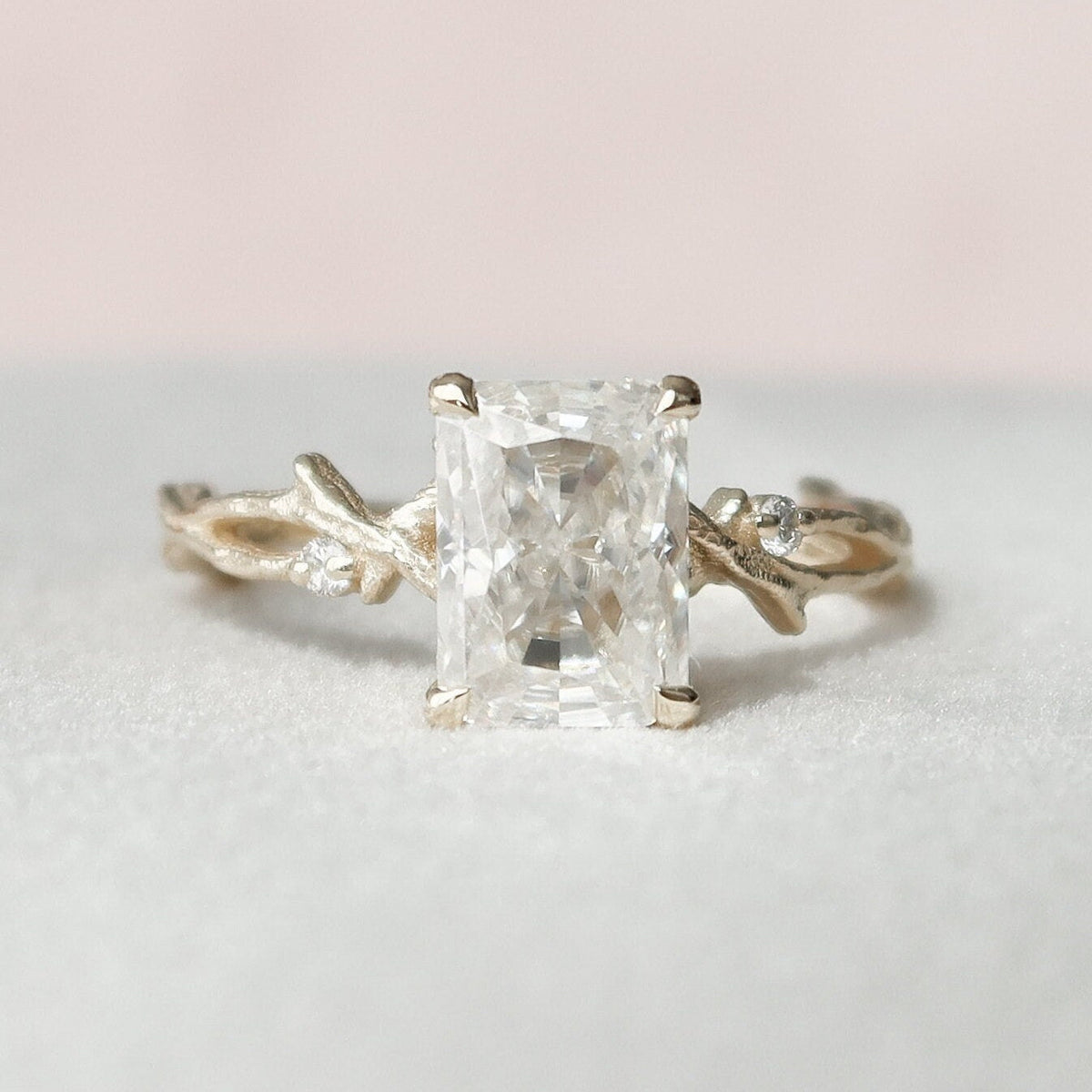 2 CT Radiant Twig Pave Lab Grown Diamond Engagement Ring