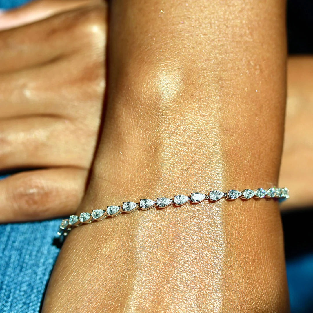 4.33 TCW Pear Lab Grown Diamond Tennis Bracelet