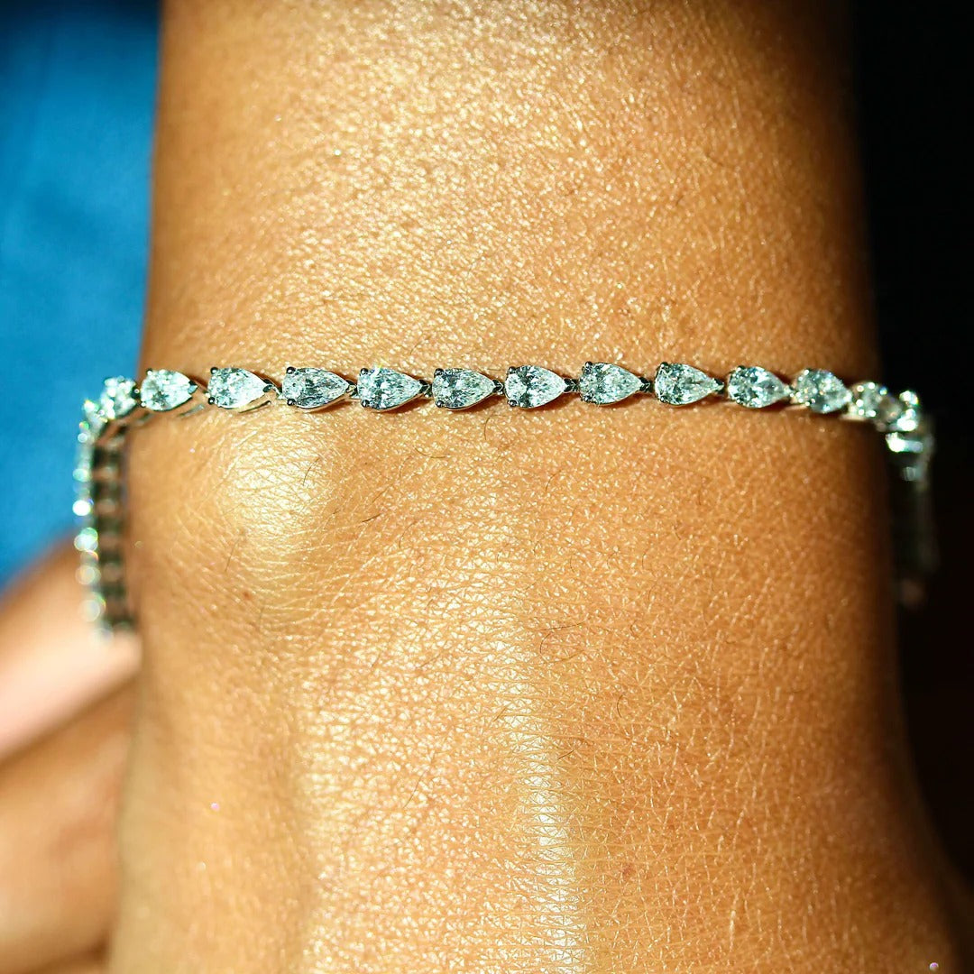 4.33 TCW Pear Lab Grown Diamond Tennis Bracelet
