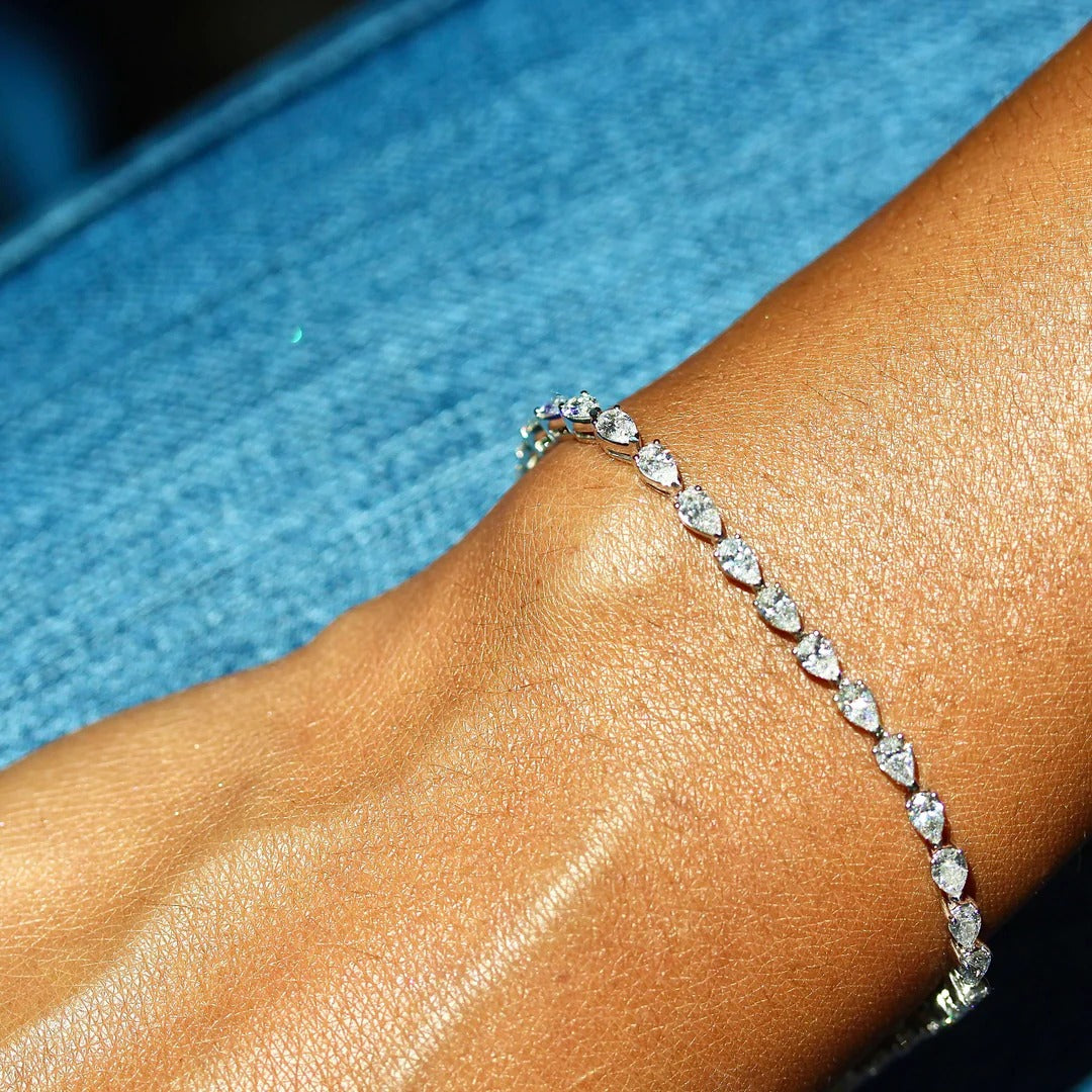 4.33 TCW Pear Lab Grown Diamond Tennis Bracelet