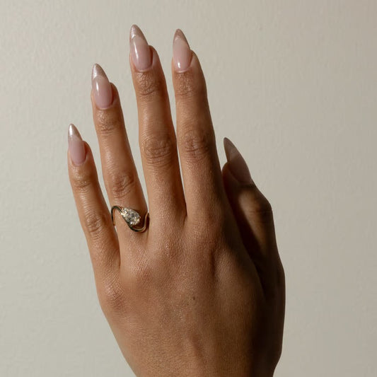 1.25 CT Pear Swirl Lab Grown Diamond Engagement Ring