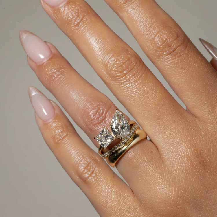3.70 CT Pear & Princess Toi et Moi Lab Grown Diamond Engagement Ring