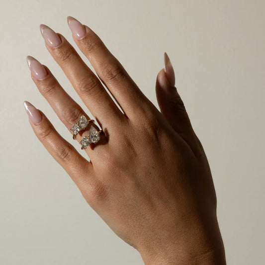 3.70 CT Pear & Princess Toi et Moi Lab Grown Diamond Engagement Ring