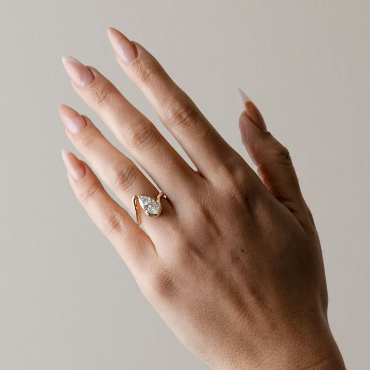 2.00 CT Marquise Swirl Lab Grown Diamond Engagement Ring