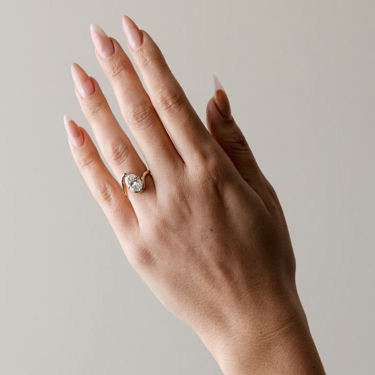 2.00 CT Oval Swirl Lab Grown Diamond Engagement Ring