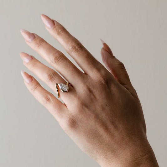 2.00 CT Pear Swirl Lab Grown Diamond Engagement Ring