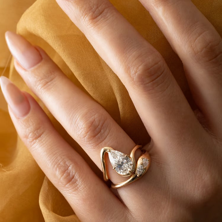 2.00 CT Pear Swirl Lab Grown Diamond Engagement Ring