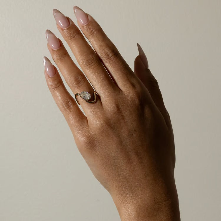 1.75 CT Oval Swirl Lab Grown Diamond Engagement Ring