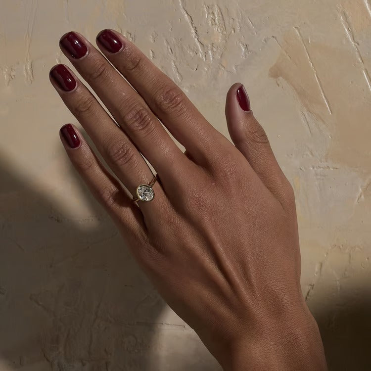 1.52 CT Oval Bezel Solitaire Lab Grown Diamond Engagement Ring