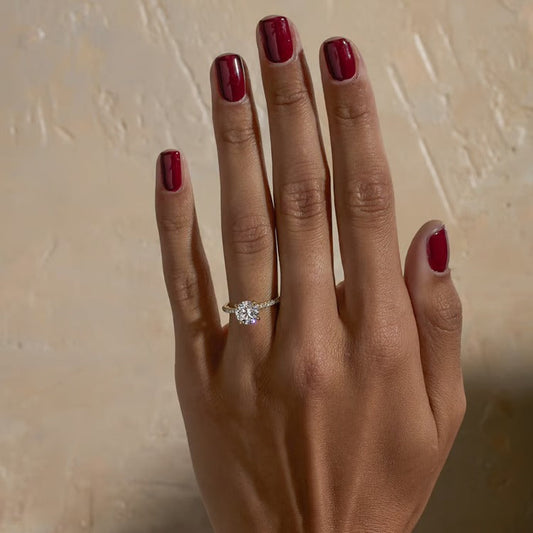 1.52 CT Round Pavé Lab Grown Diamond Engagement Ring