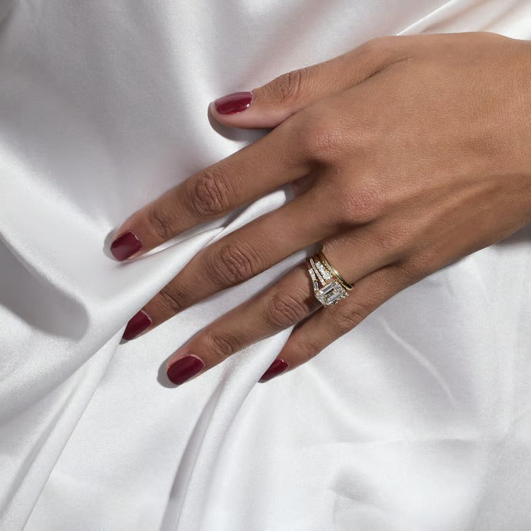 2.45 CT Emerald Cut Pavé Lab Grown Diamond Engagement Ring