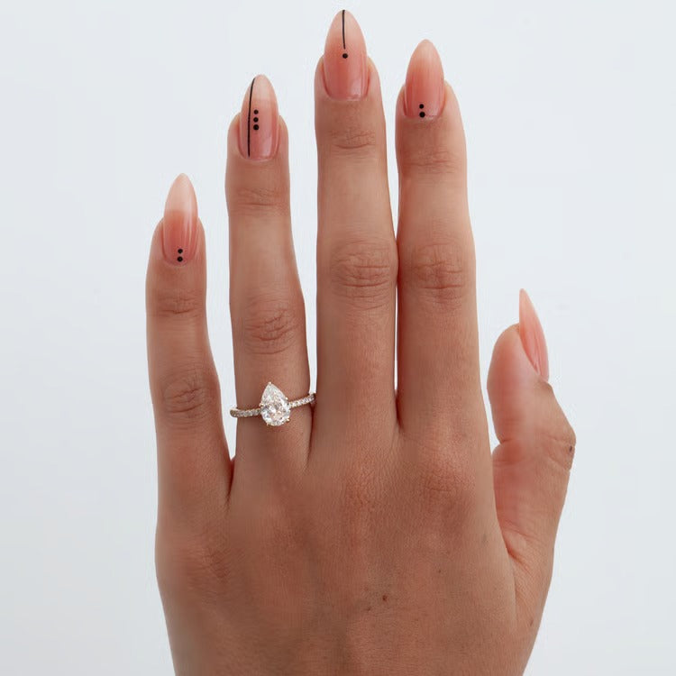 1.50 CT Pear Pavé Lab Grown Diamond Engagement Ring