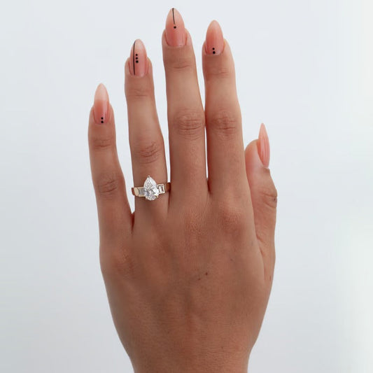 2.31 CT Pear Three Stone Lab Grown Diamond Engagement Ring